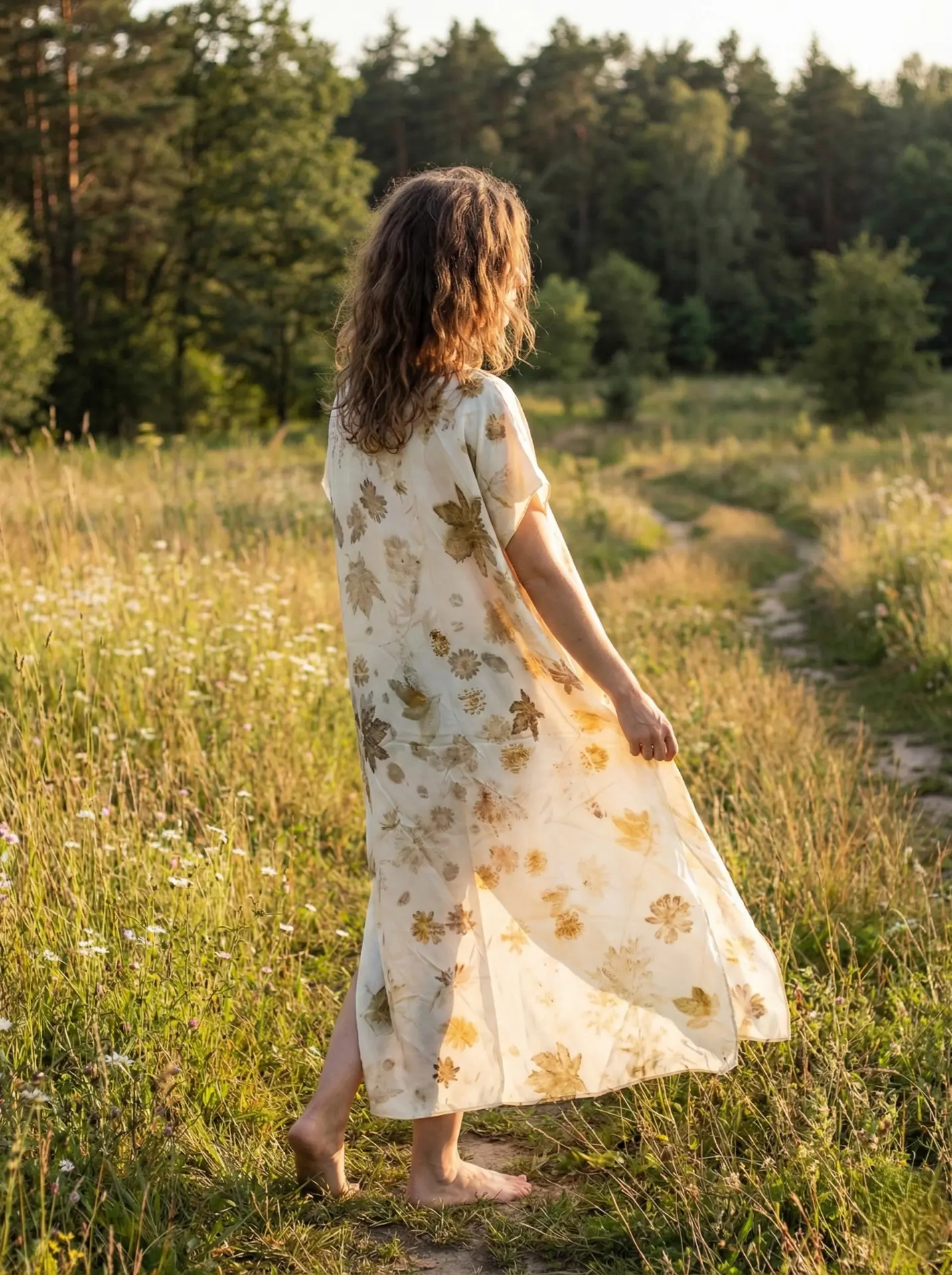 Vestido de Seda Ecoprint