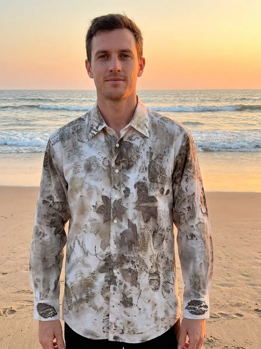Camisa Ecoprint Manga Larga