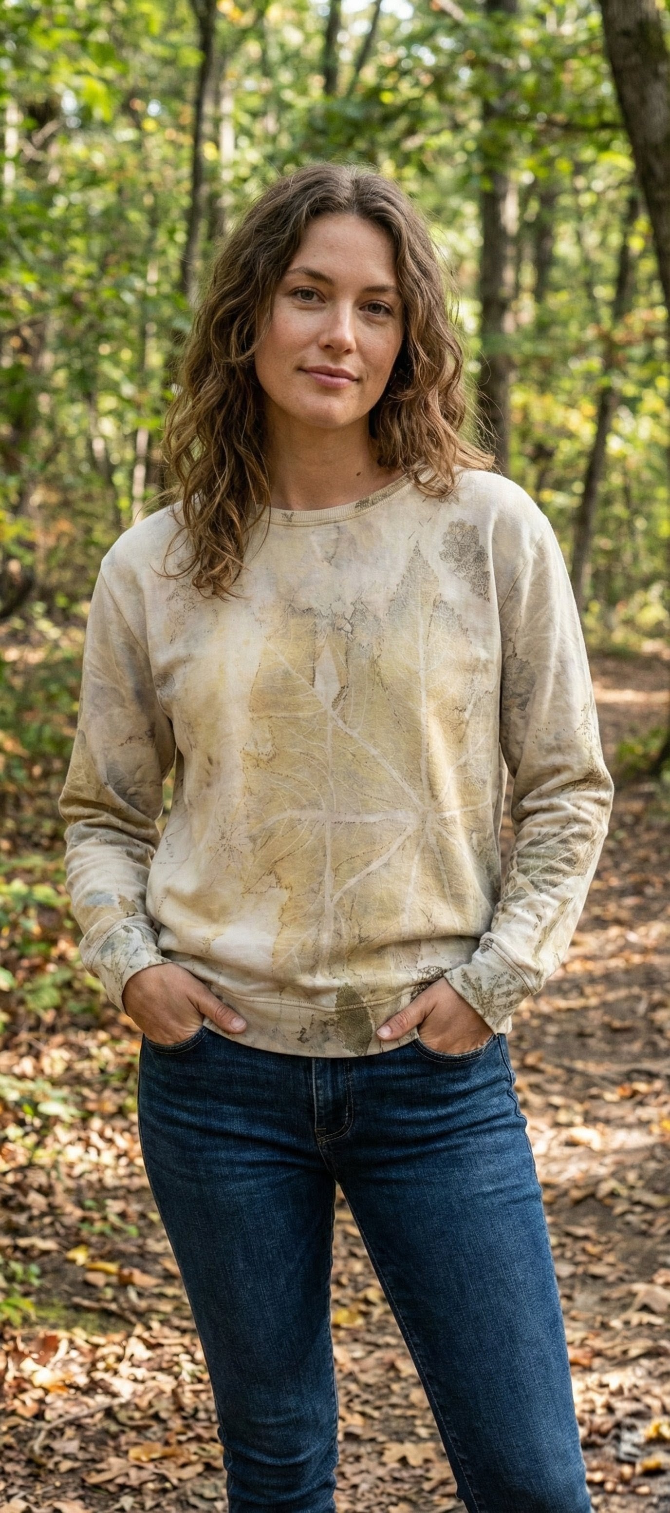 Polerón Hojarasca Dorada - Ecoprint en Algodón Orgánico