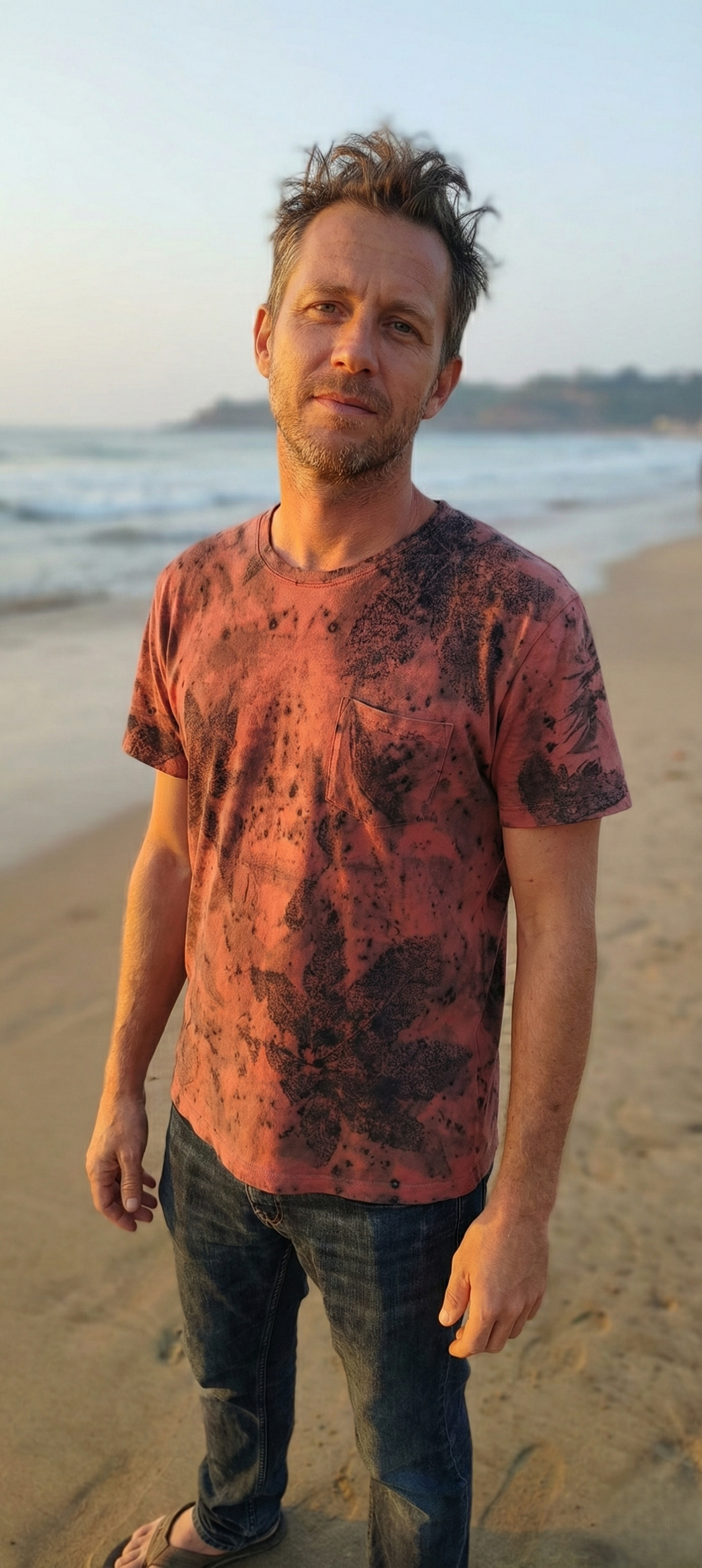 Polera Atardecer Oxidado - Ecoprint en Algodón Reciclado