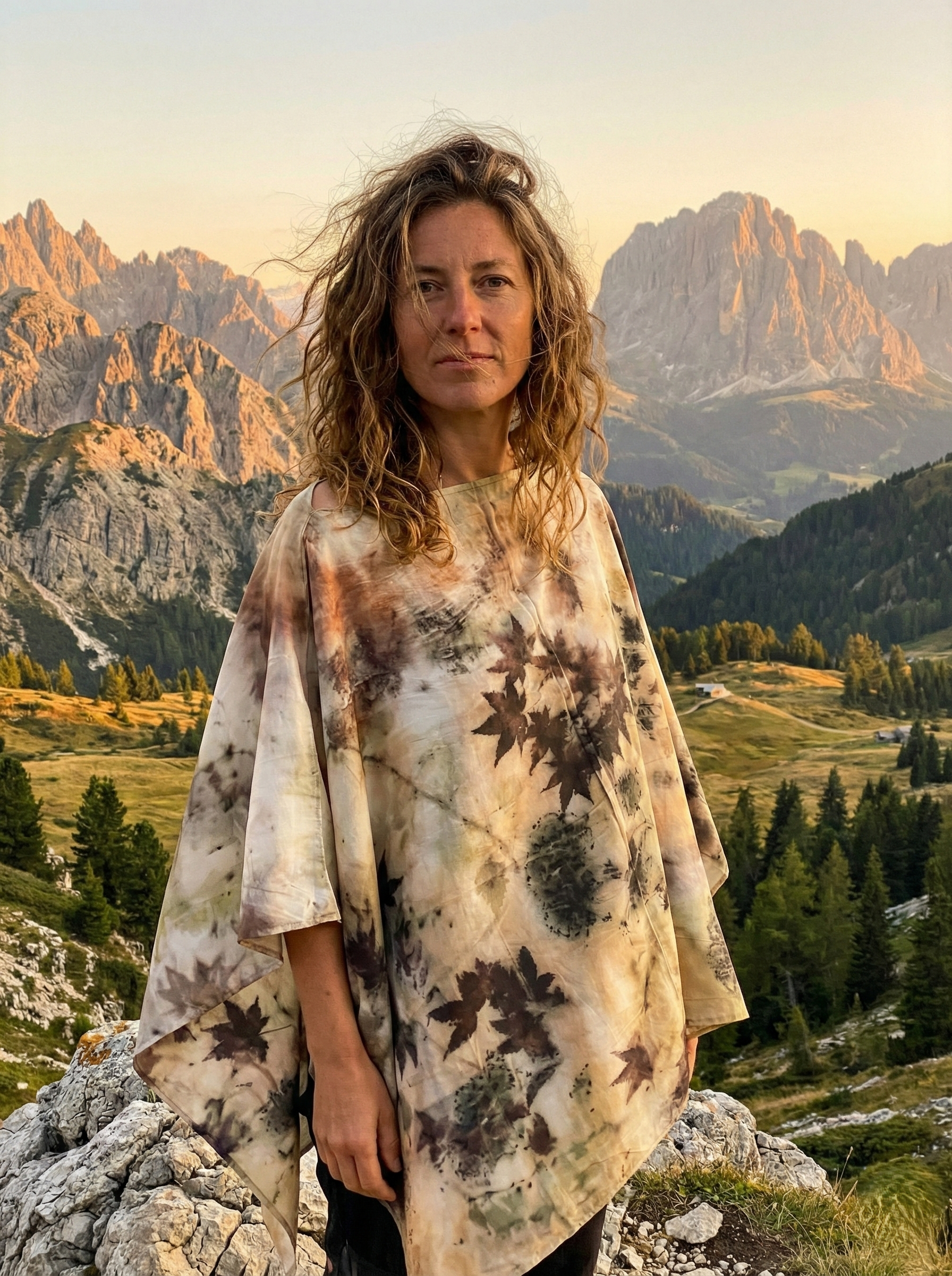 Poncho “Cartografía Salvaje” — Ecoprint Botánico