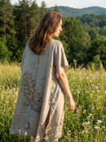 Vestido “Herbario Silente” — Seda Natural Cosida a Mano con Ecoprint