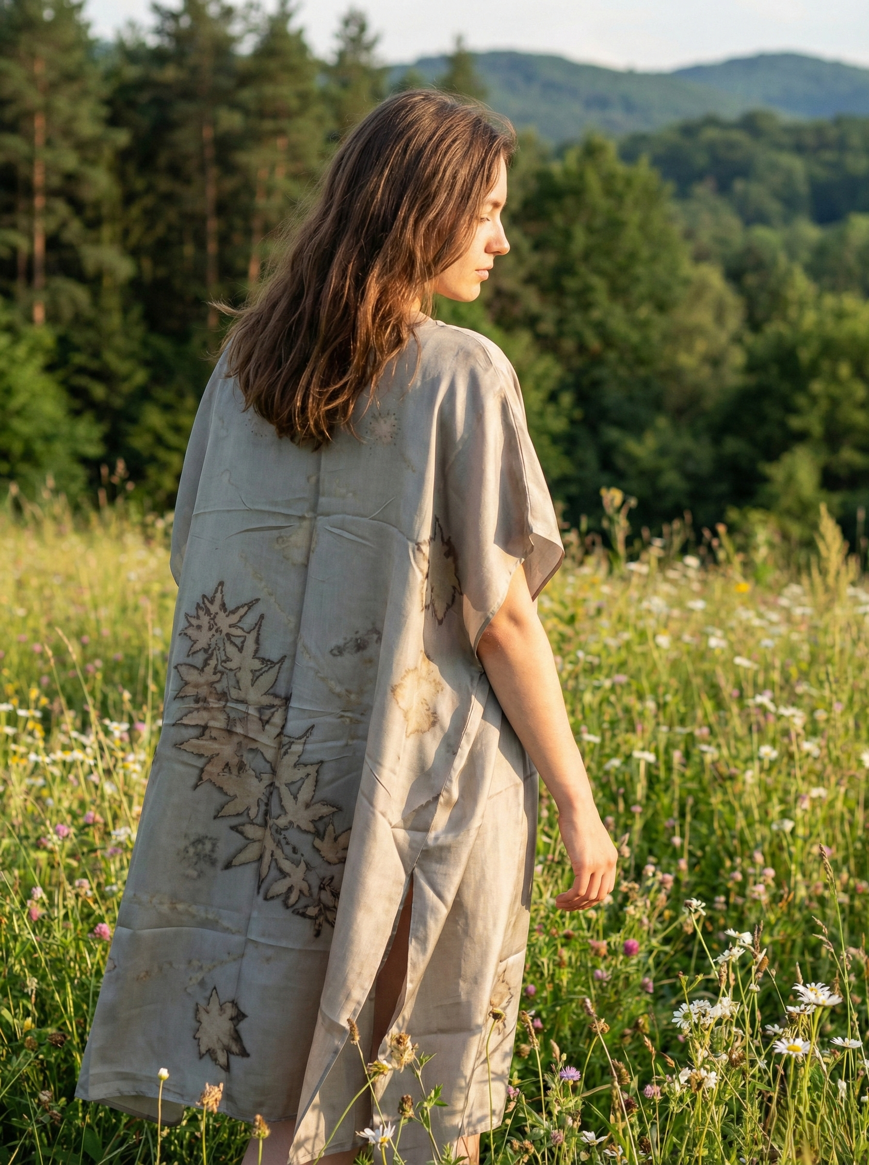 Vestido “Herbario Silente” — Seda Natural Cosida a Mano con Ecoprint