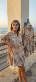 Vestido-Camisa Marea Terrestre - Ecoprint Uplcycling