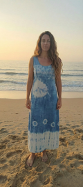 Vestido "Azul Ancestral" - Shibori en Índigo Natural sobre Algodón